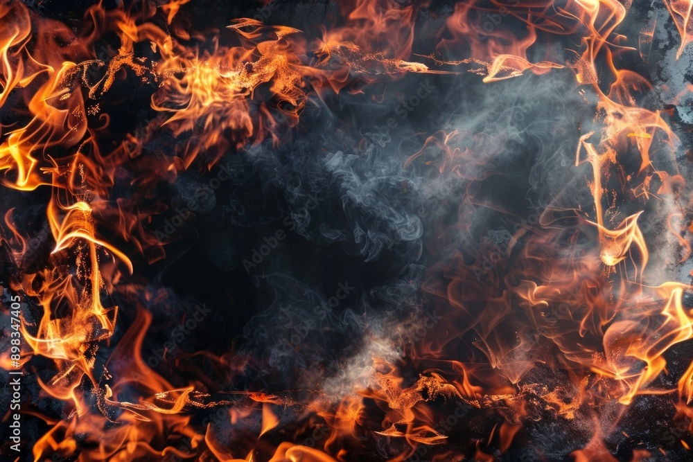 Obraz premium A blank center surrounded by a frame made from fire