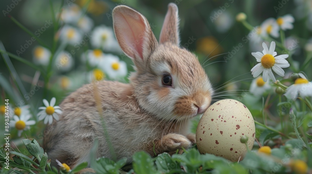 Fototapeta premium Cute Bunny Rabbit with Easter Egg