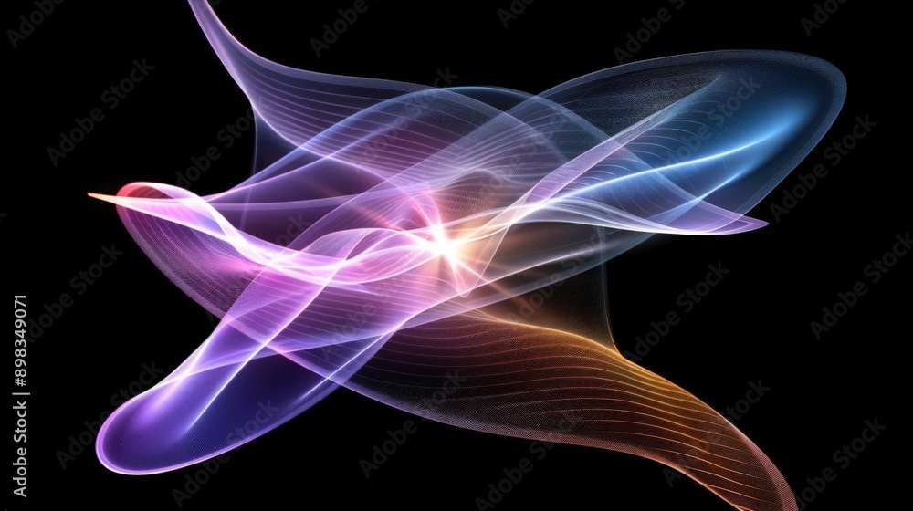 Fototapeta premium Abstract light trails flowing on black background