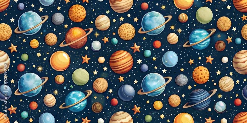 Seamless pattern of planets and stars AI-Created Content Seamless pattern of planets and stars AI-Created Content