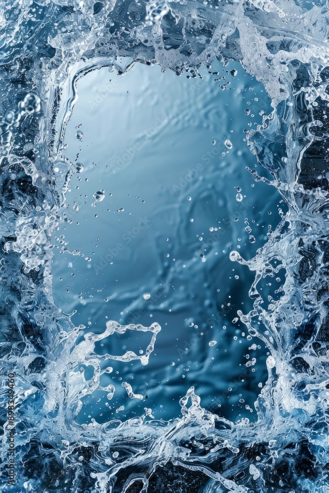 A blank center surrounded by a frame made from water A blank center surrounded by a frame made from water