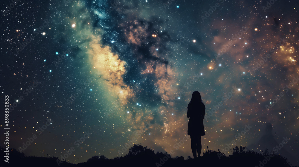 Shiny Stars in the Night Sky: Captivating Illustration of a Starry Night
Person and sky Shiny Stars in the Night Sky: Captivating Illustration of a Starry Night
Person and sky