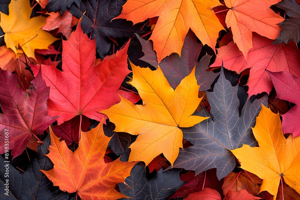 Fototapeta premium Colorful autumn maple leaves close up