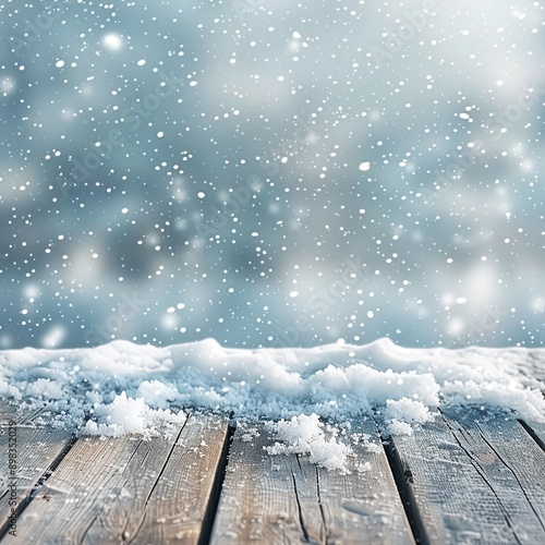 Wallpaper Mural Cold Winter Day with Snow Covered Wooden Plank Torontodigital.ca