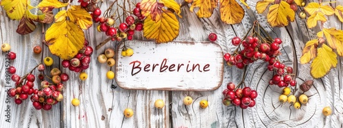 Berberine capsules supplements on the table. Selective focus. photo