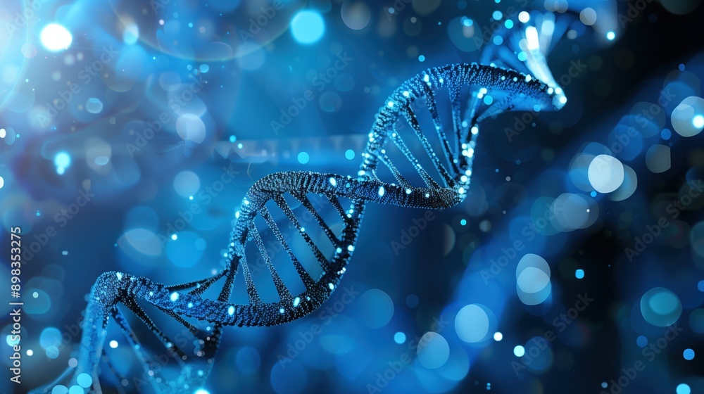 DNA Helix in a Blue Science Background Representing Genetics and Biotechnology DNA Helix in a Blue Science Background Representing Genetics and Biotechnology