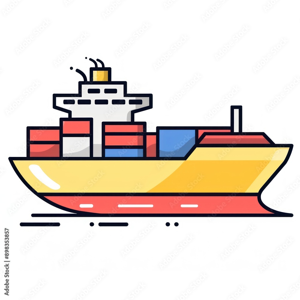 Colorful cargo ship illustration Colorful cargo ship illustration