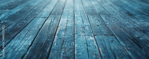 Soft blue wooden floors backdrop, offering a serene and calming background for your creative projects with plenty of room for text or graphic elements.