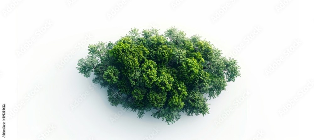 Fototapeta premium An aerial view of jungle lush trees on a transparent 3D rendering