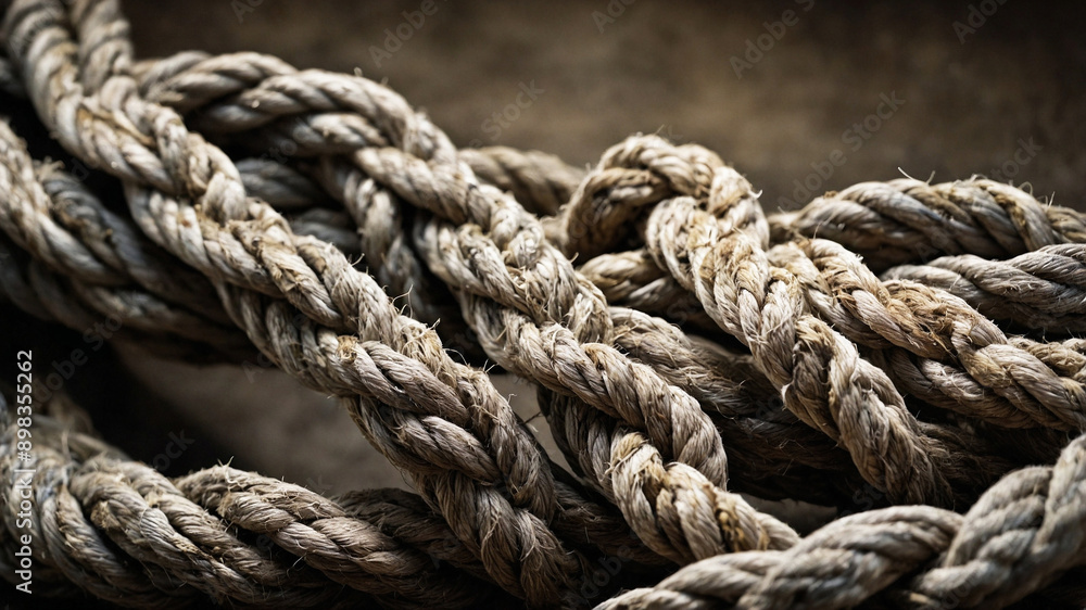 Close-up of knotted beige rope on a white background
Close-up of knotted beige rope on a white background