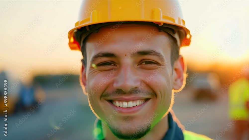 Smiling engineer in helmet, industrial worker portrait Smiling engineer in helmet, industrial worker portrait