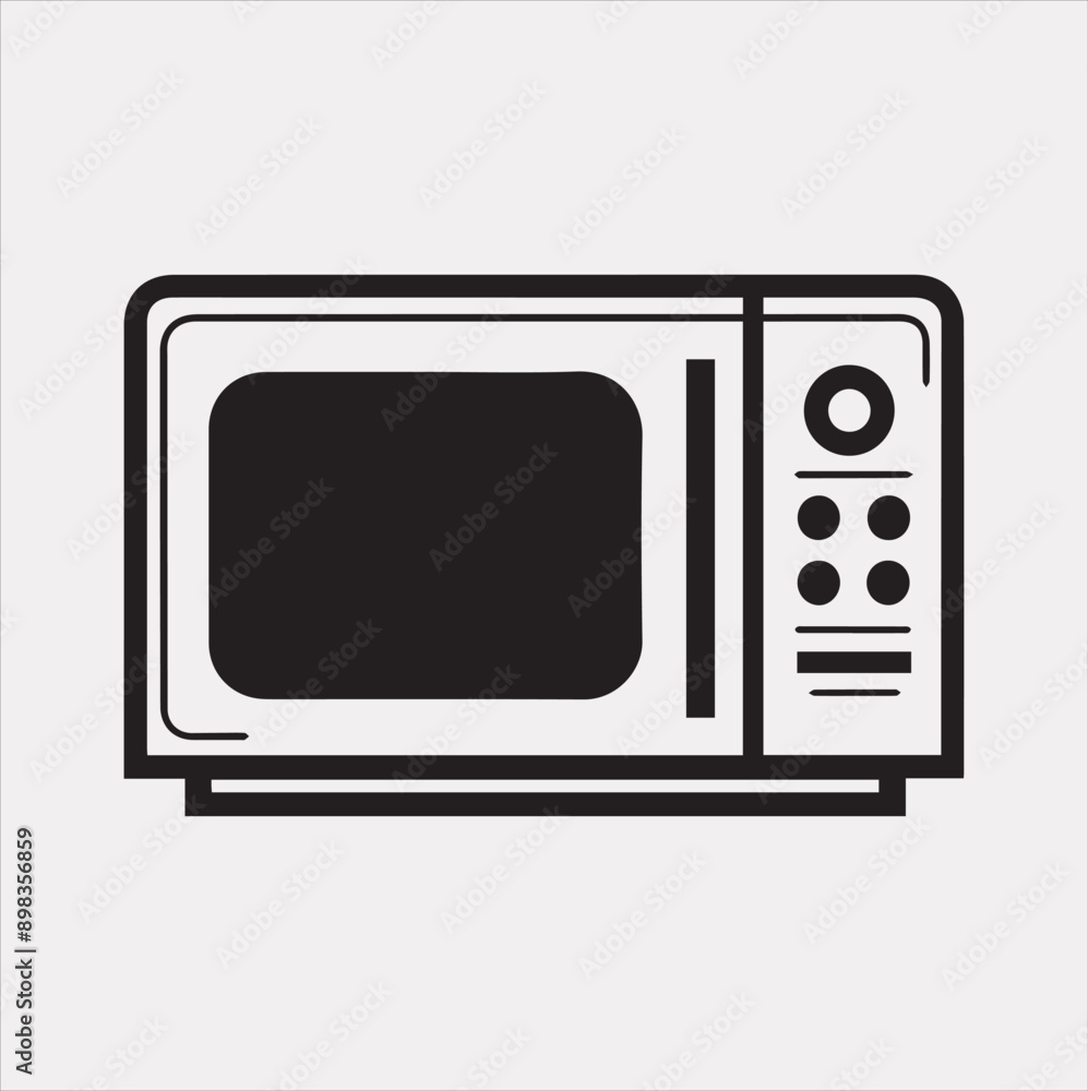 Microwave line art silhouette vector on a white background Microwave line art silhouette vector on a white background