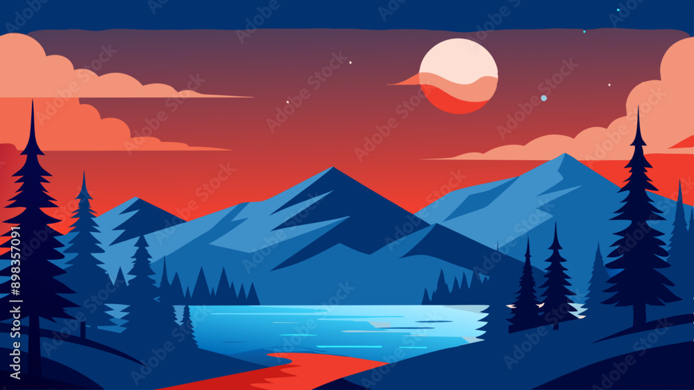 Nature's Nocturnal Beauty: Forest Night Scene Illustration. Nature's Nocturnal Beauty: Forest Night Scene Illustration.