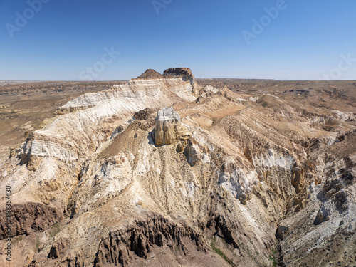 Formed from limestone, the Airakty Mountains were part of the ancient Tethys Ocean seabed around 40 million years ago. Mangystau Province, western Kazakhstan. photo