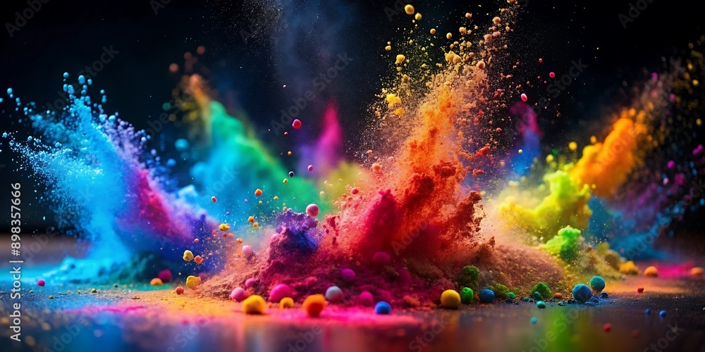 Fototapeta premium Photo colorful mixed rainbow holi powder