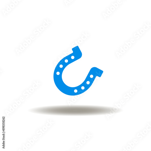 Vector illustration of horseshoe. Icon of good luck. Symbol of lucky. Sign of horse shoe.