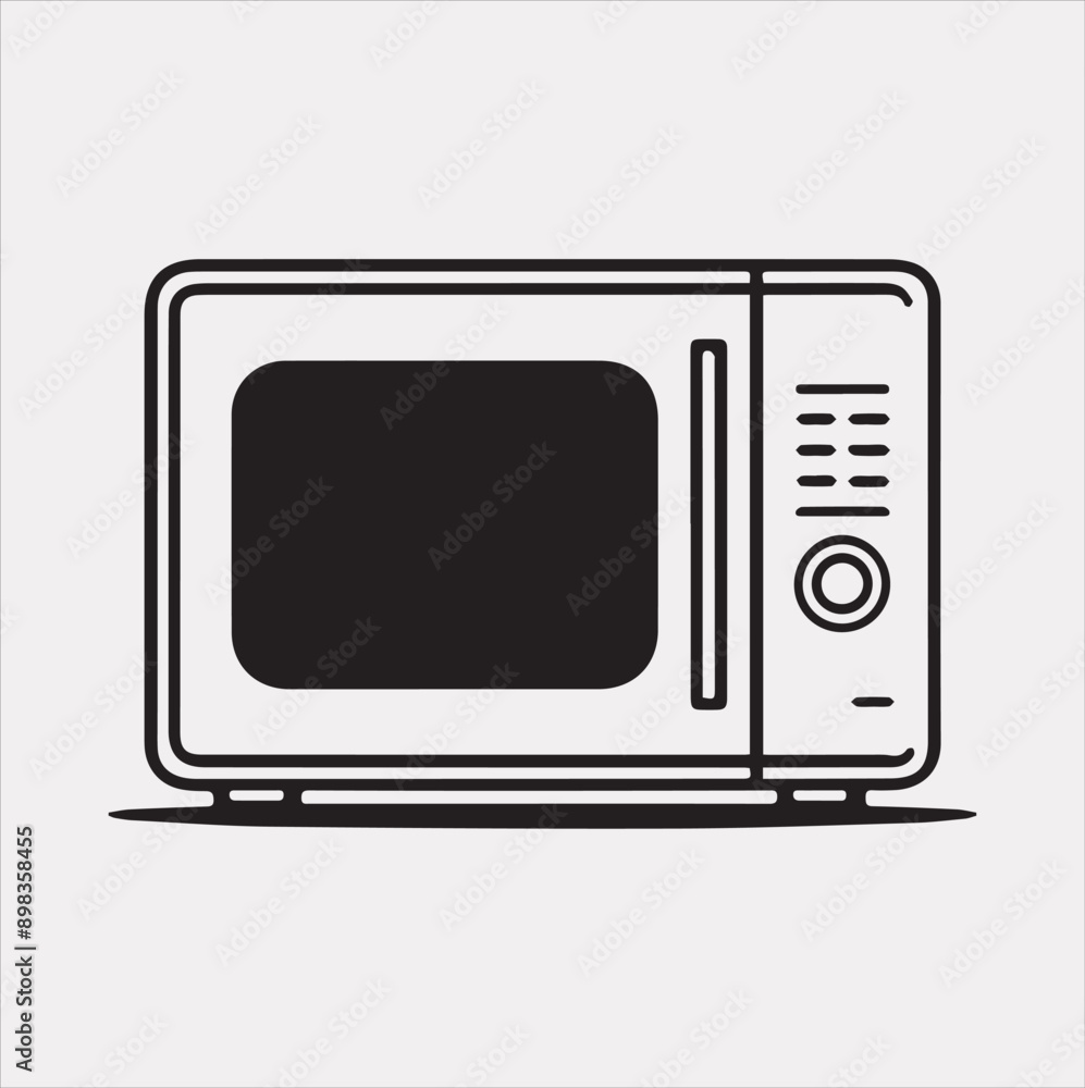 Microwave line art silhouette vector on a white background Microwave line art silhouette vector on a white background