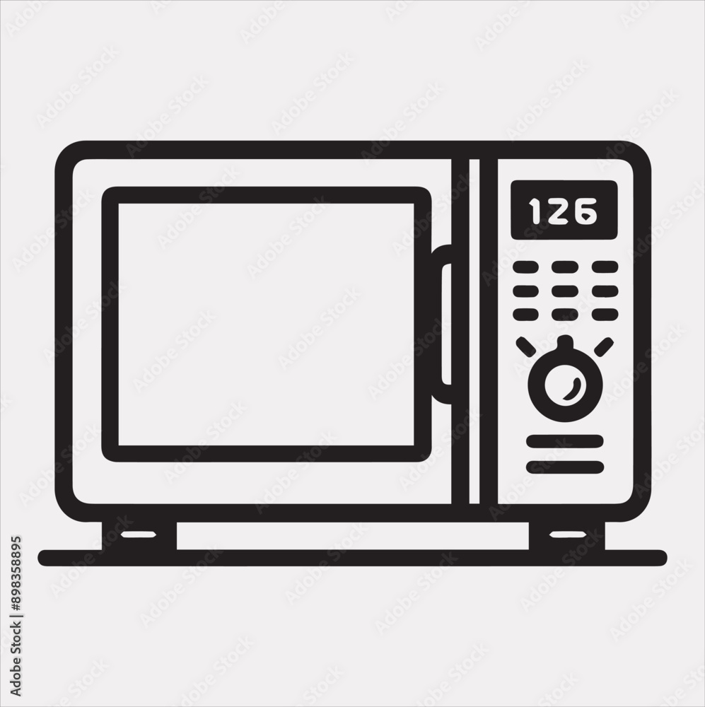 Microwave line art silhouette vector on a white background Microwave line art silhouette vector on a white background