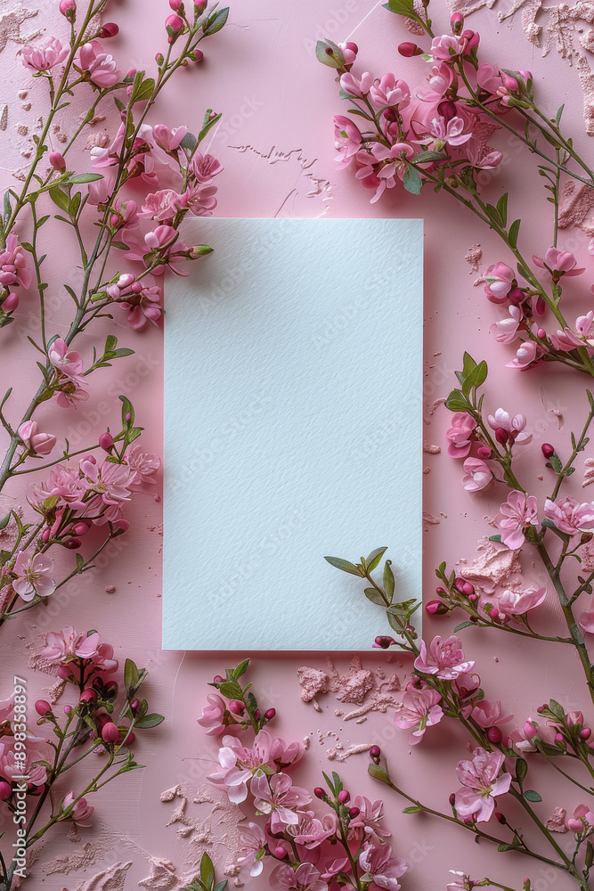 wedding invitation mock up template with floral elements. wedding invitation mock up template with floral elements.