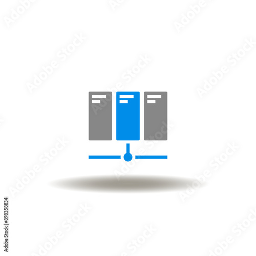 Vector illustration of server room web network. Icon of hosting. Symbol of DNS server.