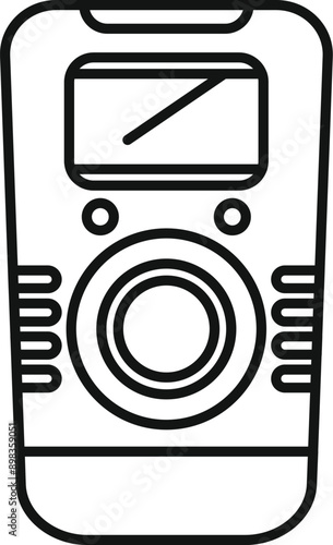 Digital voice recorder showing recording process, audio equipment for capturing sound