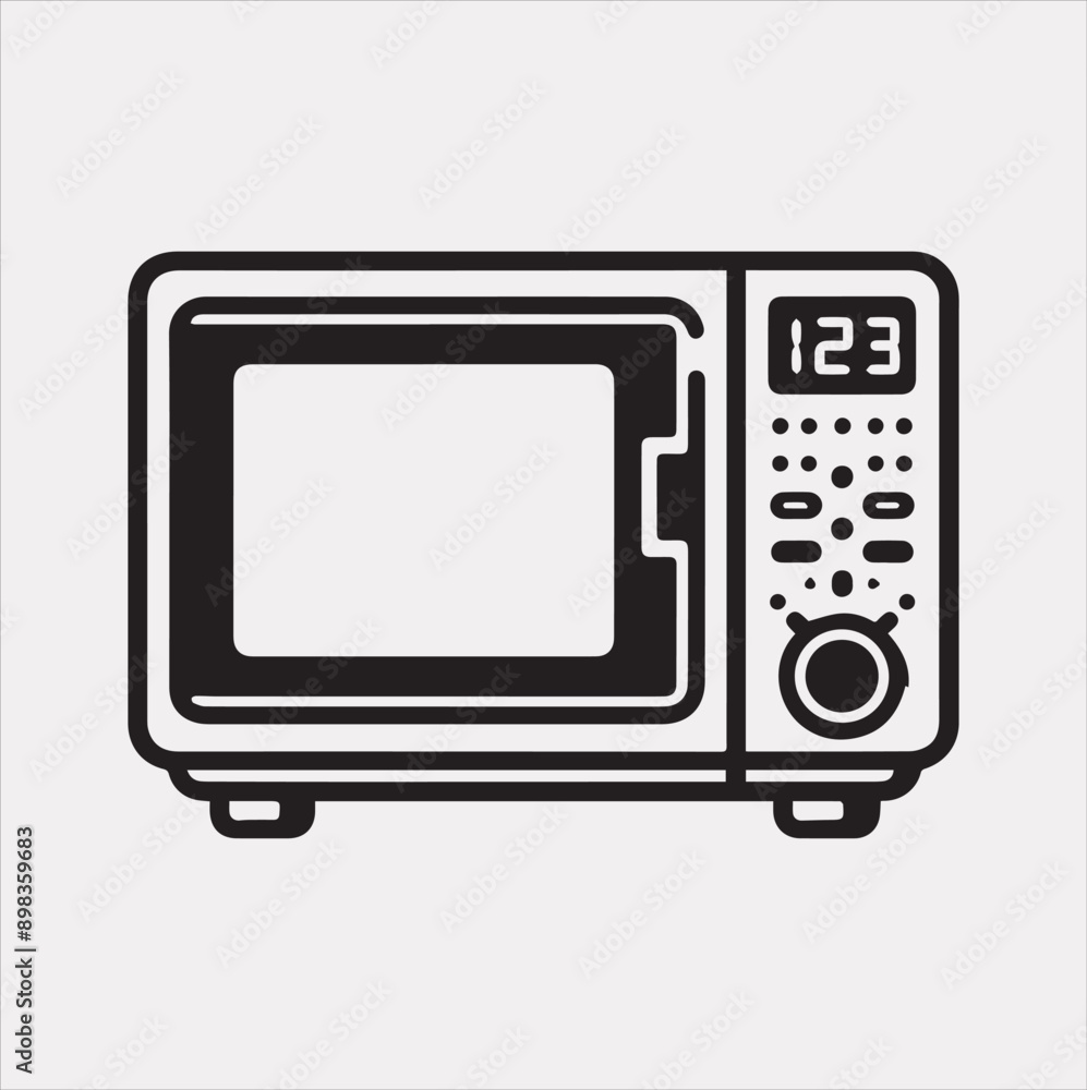 Microwave line art silhouette vector on a white background Microwave line art silhouette vector on a white background