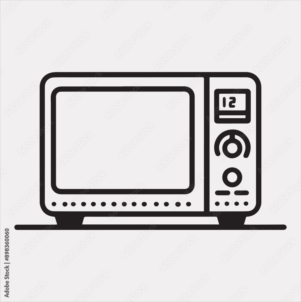Microwave line art silhouette vector on a white background Microwave line art silhouette vector on a white background