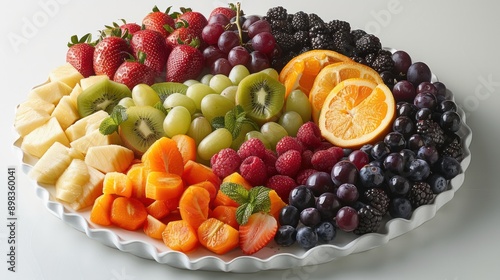 Fototapeta Naklejka Na Ścianę i Meble -  Fresh fruit platter with a variety of colorful fruits, promoting a healthy diet