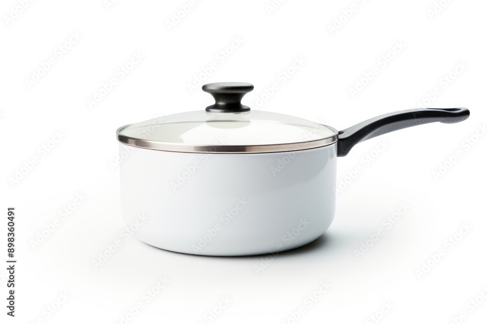 White ceramic pan saucepan white background appliance. White ceramic pan saucepan white background appliance.