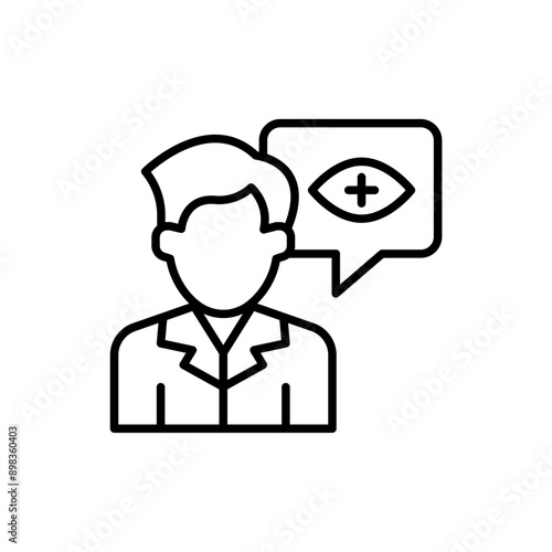 Eye doctor outline icons, minimalist vector illustration ,simple transparent graphic element .Isolated on white background