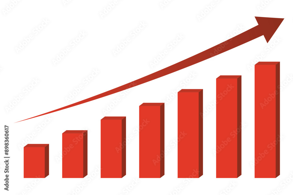 Graph with growth report. Red diagram showing rise progress. Vector illustration Graph with growth report. Red diagram showing rise progress. Vector illustration