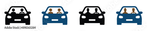 Carpool vector concept. Car sharing sign. Road trip vector illustration set