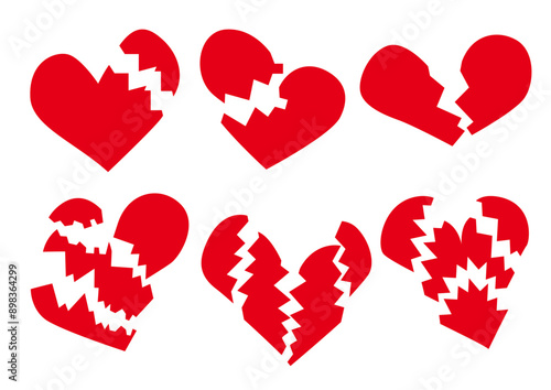 broken heart red pattern design on white background design illustration vector
