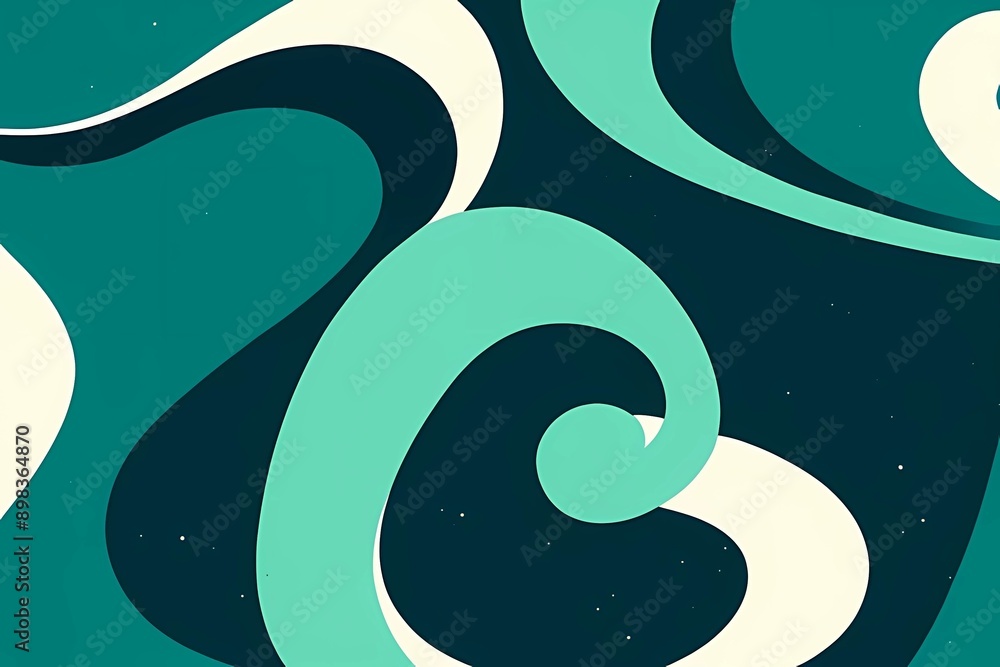 Obraz premium Dark green background with smooth black lines creating an elegant abstract pattern, perfect for modern design, digital art projects, and sophisticated branding. Ideal for backgrounds