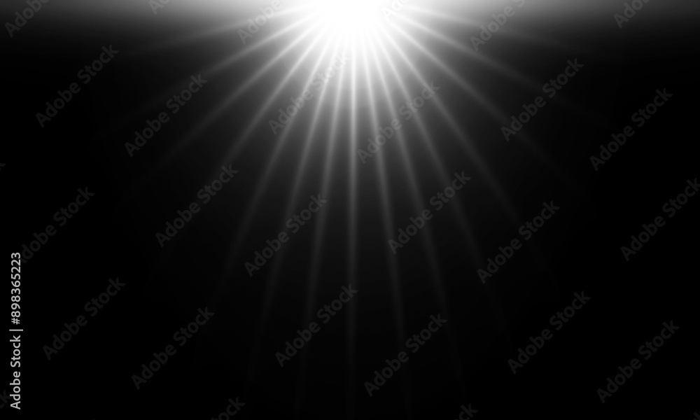 Fototapeta premium Creative illustration of bright lighting spotlights, light sources isolated on transparent background. Art design beam for concert, scene illumination. Abstract concept graphic element