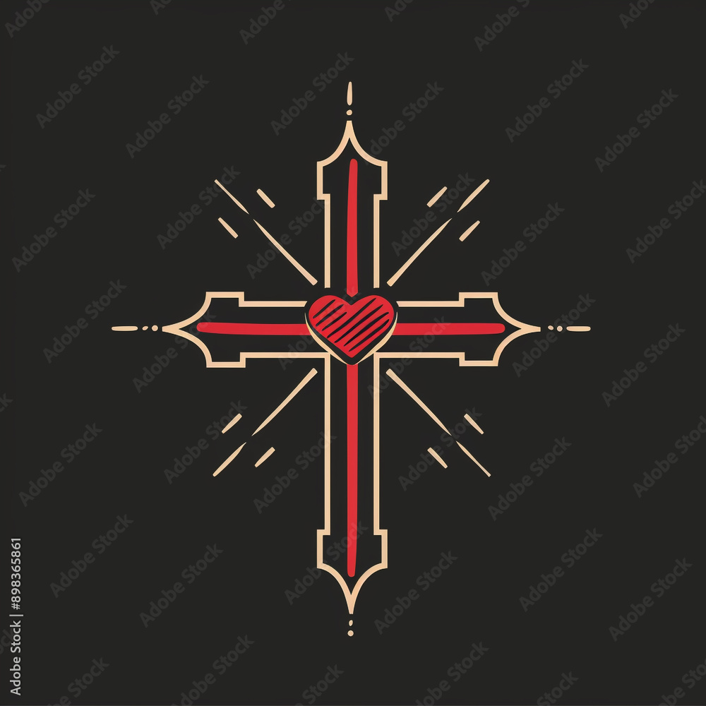 Cross with heart. Christian symbol, logo. For religious church designs and decor Cross with heart. Christian symbol, logo. For religious church designs and decor