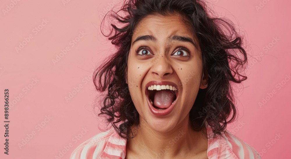 Happy and excited indian woman face Happy and excited indian woman face