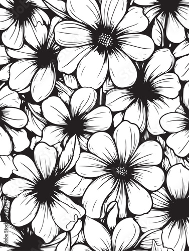 Flowers Coloring Silhouettes black and white vector illustration Free Download