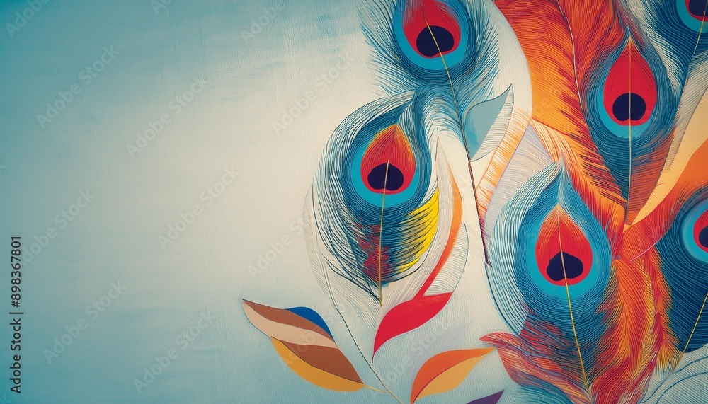 Kolorowe, piękne tło z pawimi piórami