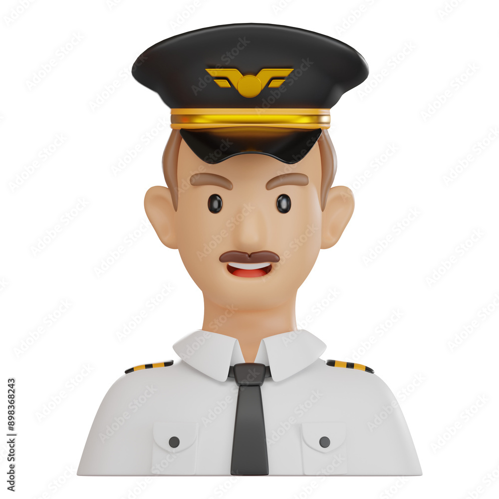 3D Render of Pilot Avatar, Cartoon Aviation Character 3D Render of Pilot Avatar, Cartoon Aviation Character