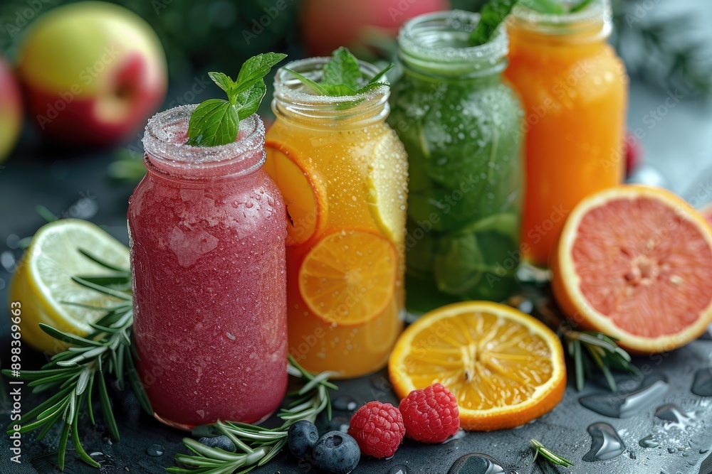 freshly squeezed fruits and vegetables juices. Cold press juice. Set of fruit juices in glass bottles freshly squeezed fruits and vegetables juices. Cold press juice. Set of fruit juices in glass bottles