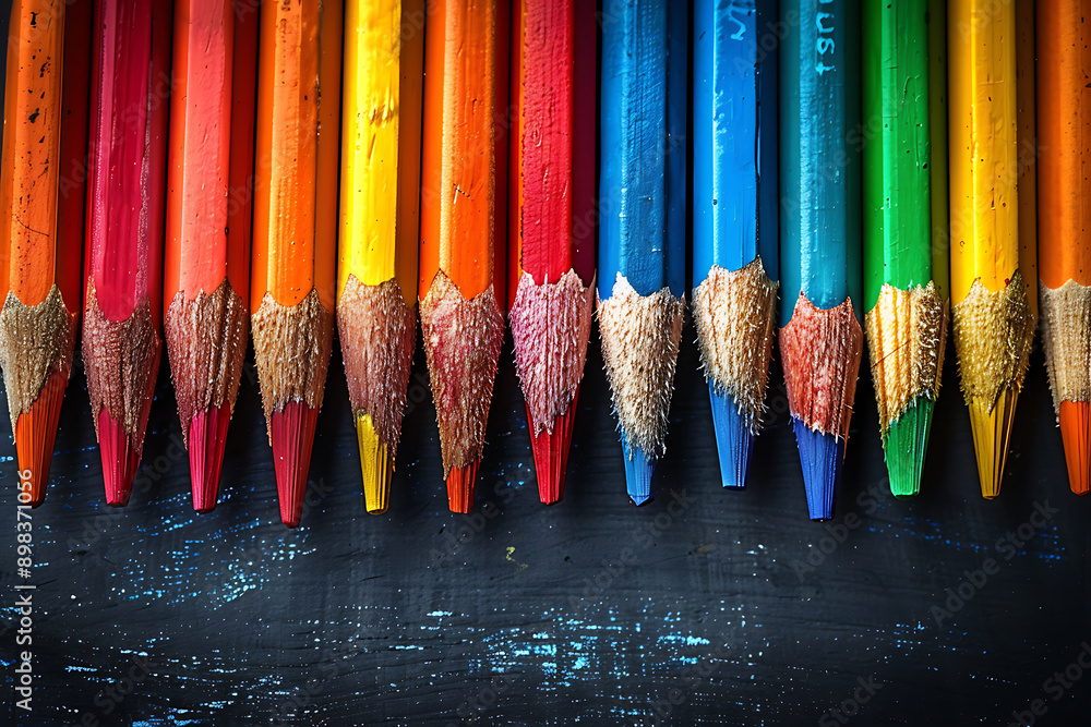 group of colored pencils on white background group of colored pencils on white background