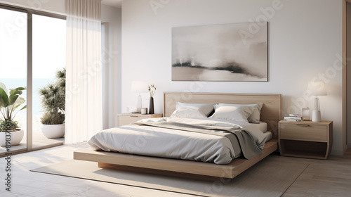 Wallpaper Mural Elegant Bedroom with Modern Decor and Large Windows Torontodigital.ca