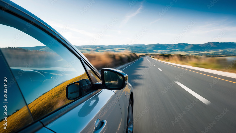 Scenic View from Car Window, Motion blur. Travel, journey and transportation. Speed Scenic View from Car Window, Motion blur. Travel, journey and transportation. Speed