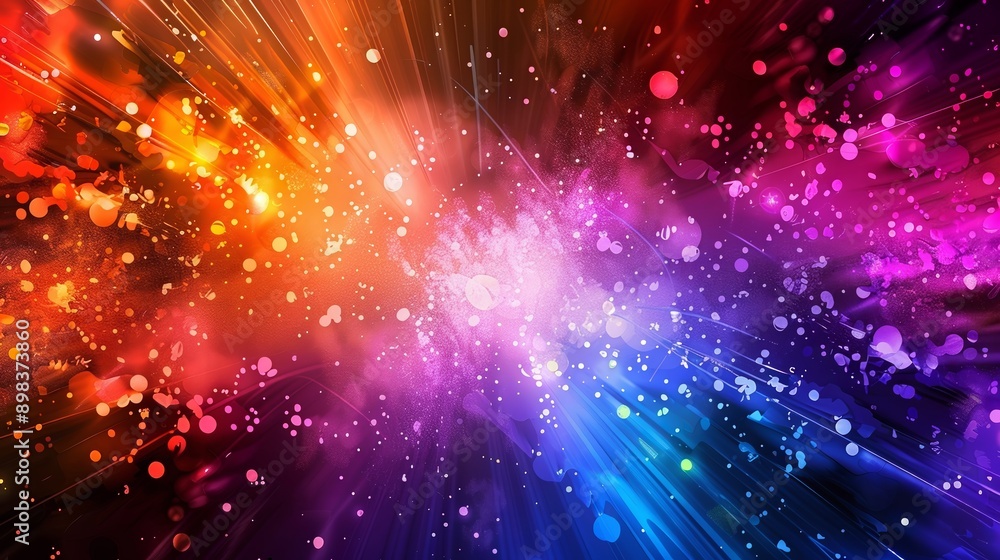 Fototapeta premium Abstract background showing colorful exploding galaxy with bokeh