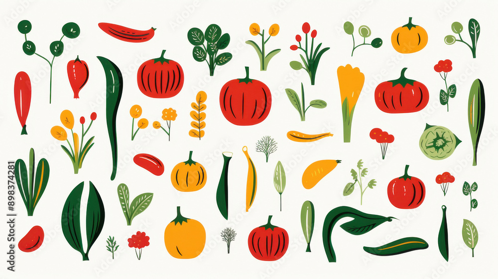 Obraz premium fresh produce and vegetables on white background