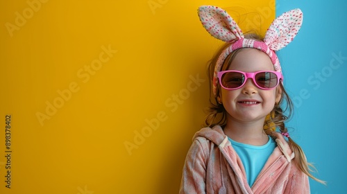Little Girl With Yellow Sunglasses and Bunny Ears