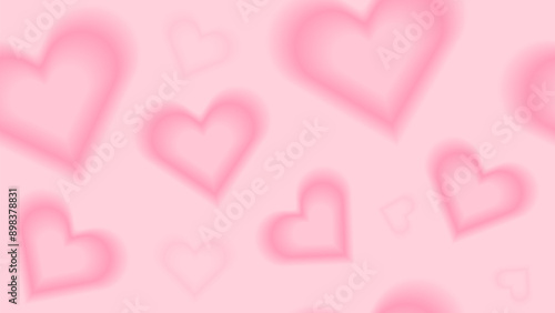 Pink y2k love pattern. Seamless gradient heart bg with blur. Abstract 2000s aesthetic card banner for romantic event illustration. Modern Valentine day dreamy header layout for glamour shop promotion