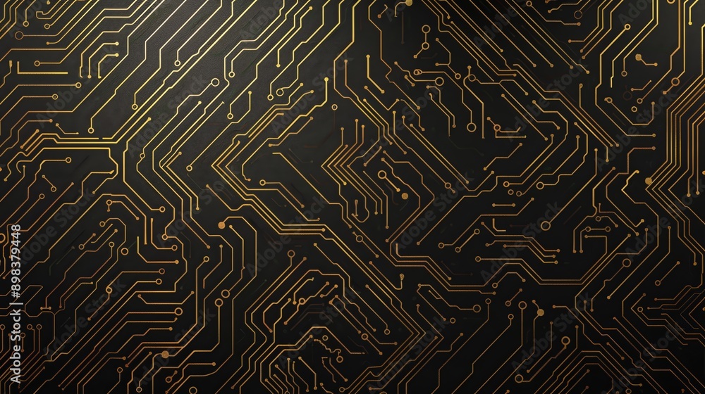 Fototapeta premium Golden printed circuit board forming a technological background