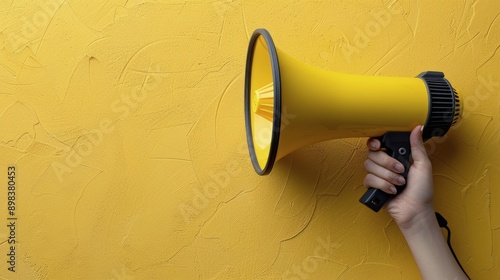 Hand Holding Yellow and Black Megaphone